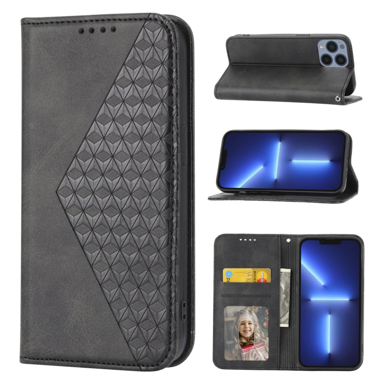 Cubic Grid Calf Texture Magnetic Closure Leather Phone Case, For iPhone 13 mini, For iPhone 13, For iPhone 13 Pro, For iPhone 13 Pro Max