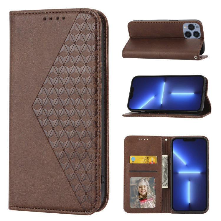 Cubic Grid Calf Texture Magnetic Closure Leather Phone Case, For iPhone 12 mini, For iPhone 12 / 12 Pro, For iPhone 12 Pro Max, For iPhone 11