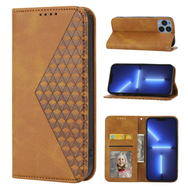 Cubic Grid Calf Texture Magnetic Closure Leather Phone Case, For iPhone 12 mini, For iPhone 12 / 12 Pro, For iPhone 12 Pro Max, For iPhone 11
