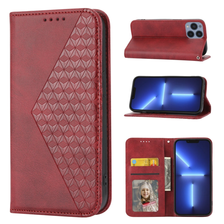 Cubic Grid Calf Texture Magnetic Closure Leather Phone Case, For iPhone 11 Pro, For iPhone 11 Pro Max, For iPhone X / XS, For iPhone XR