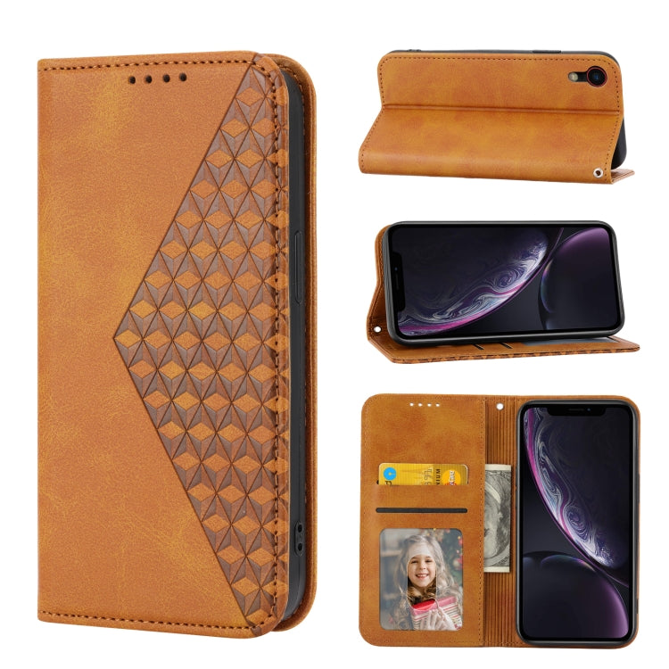 Cubic Grid Calf Texture Magnetic Closure Leather Phone Case, For iPhone 11 Pro, For iPhone 11 Pro Max, For iPhone X / XS, For iPhone XR
