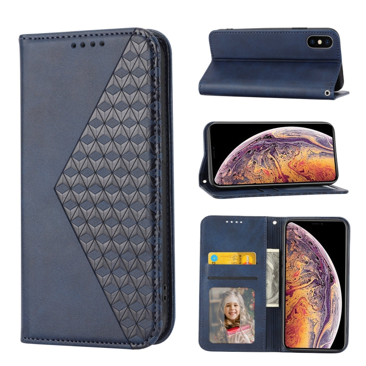 Cubic Grid Calf Texture Magnetic Closure Leather Phone Case, For iPhone XS Max, For iPhone SE 2022 / SE 2020 / 7 / 8, For iPhone 7 Plus / 8 Plus