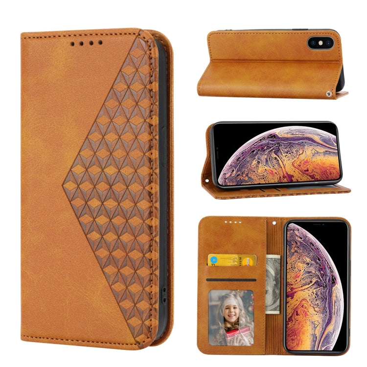 Cubic Grid Calf Texture Magnetic Closure Leather Phone Case, For iPhone XS Max, For iPhone SE 2022 / SE 2020 / 7 / 8, For iPhone 7 Plus / 8 Plus
