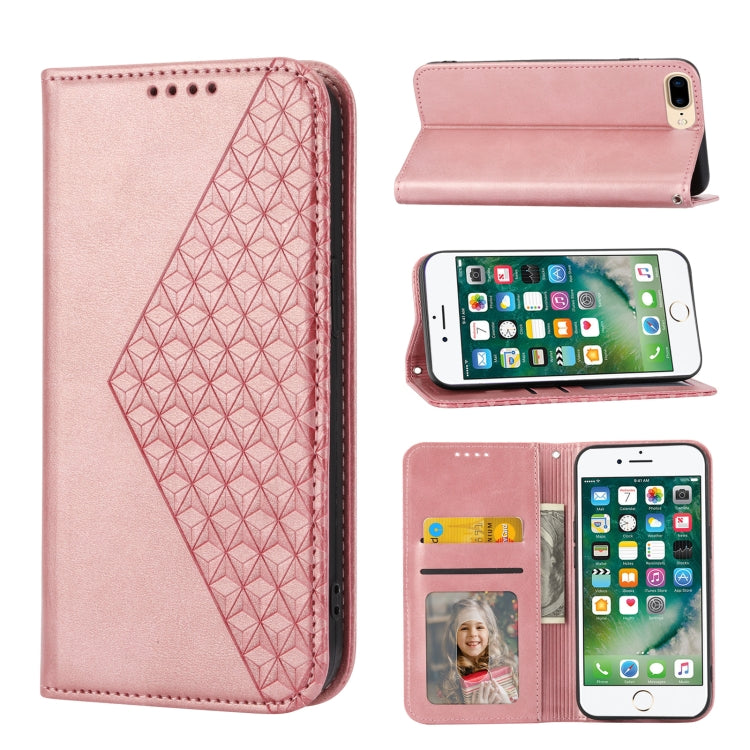 Cubic Grid Calf Texture Magnetic Closure Leather Phone Case, For iPhone XS Max, For iPhone SE 2022 / SE 2020 / 7 / 8, For iPhone 7 Plus / 8 Plus