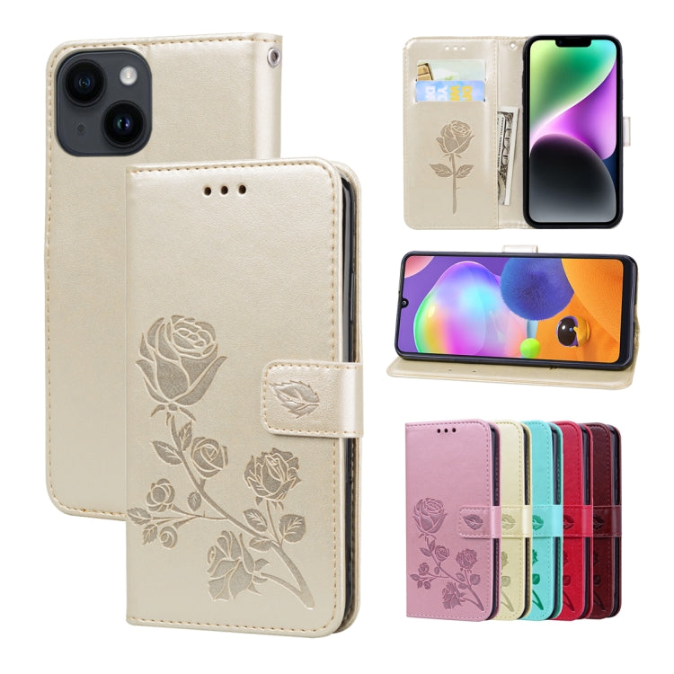 Rose Embossed Flip PU Leather Phone Case, For iPhone 14 Plus, For iPhone 14 Pro Max, For iPhone 14 Pro, For iPhone 14