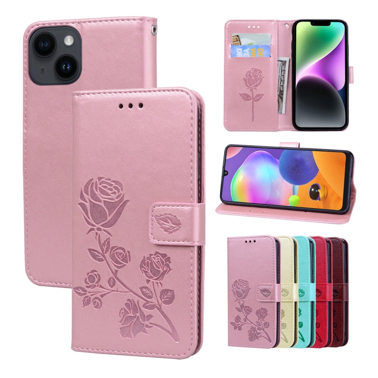 Rose Embossed Flip PU Leather Phone Case, For iPhone 14 Plus, For iPhone 14 Pro Max, For iPhone 14 Pro, For iPhone 14