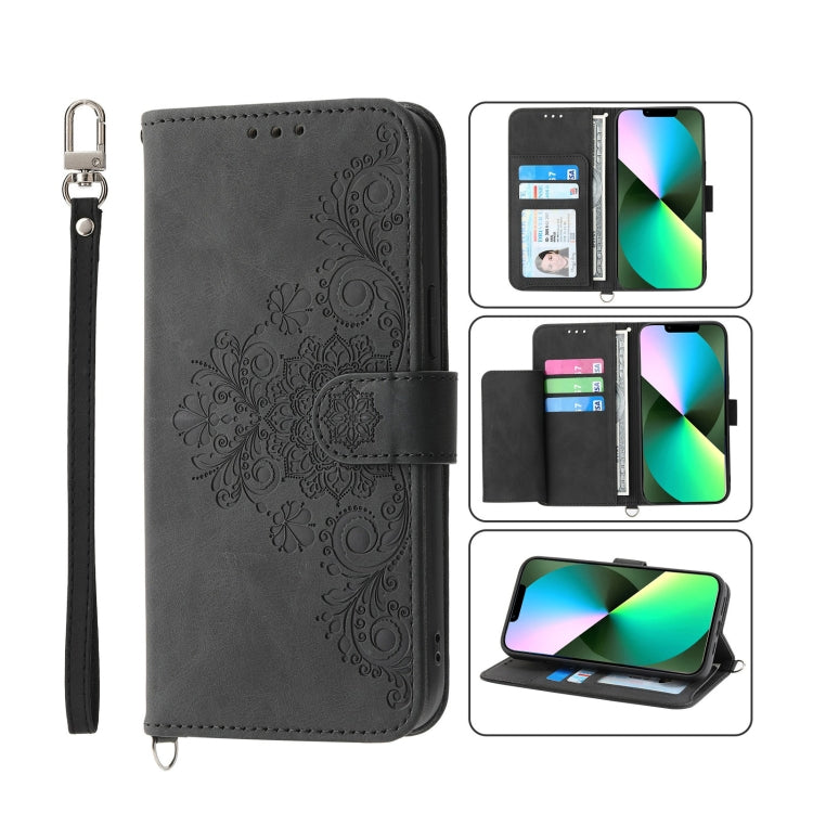 Skin-feel Flowers Embossed Wallet Leather Phone Case, For iPhone 12 Pro Max, For iPhone 12 / 12 Pro, For iPhone 12 mini, For iPhone 11 Pro Max
