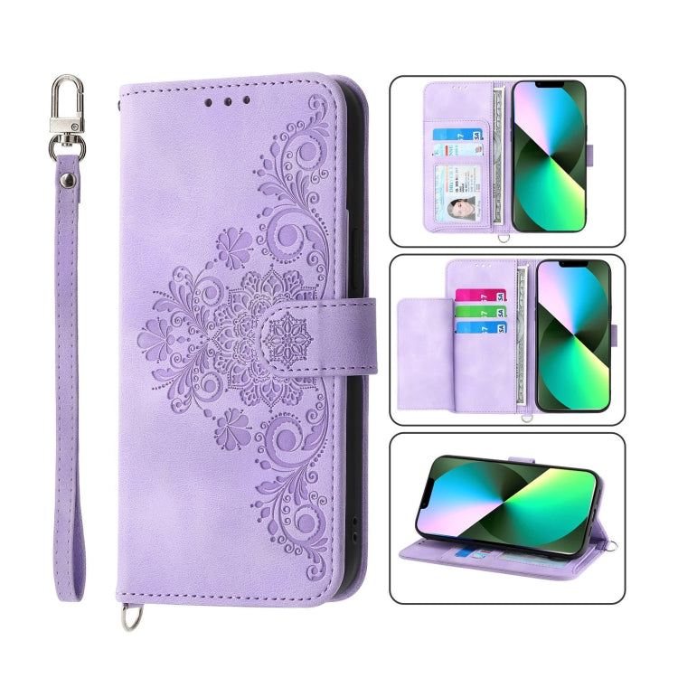 Skin-feel Flowers Embossed Wallet Leather Phone Case, For iPhone 12 Pro Max, For iPhone 12 / 12 Pro, For iPhone 12 mini, For iPhone 11 Pro Max