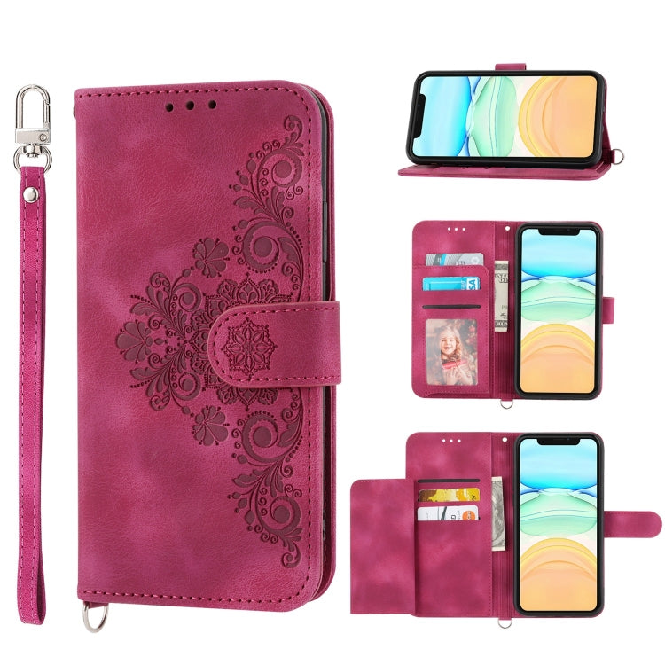 Skin-feel Flowers Embossed Wallet Leather Phone Case, For iPhone 12 Pro Max, For iPhone 12 / 12 Pro, For iPhone 12 mini, For iPhone 11 Pro Max