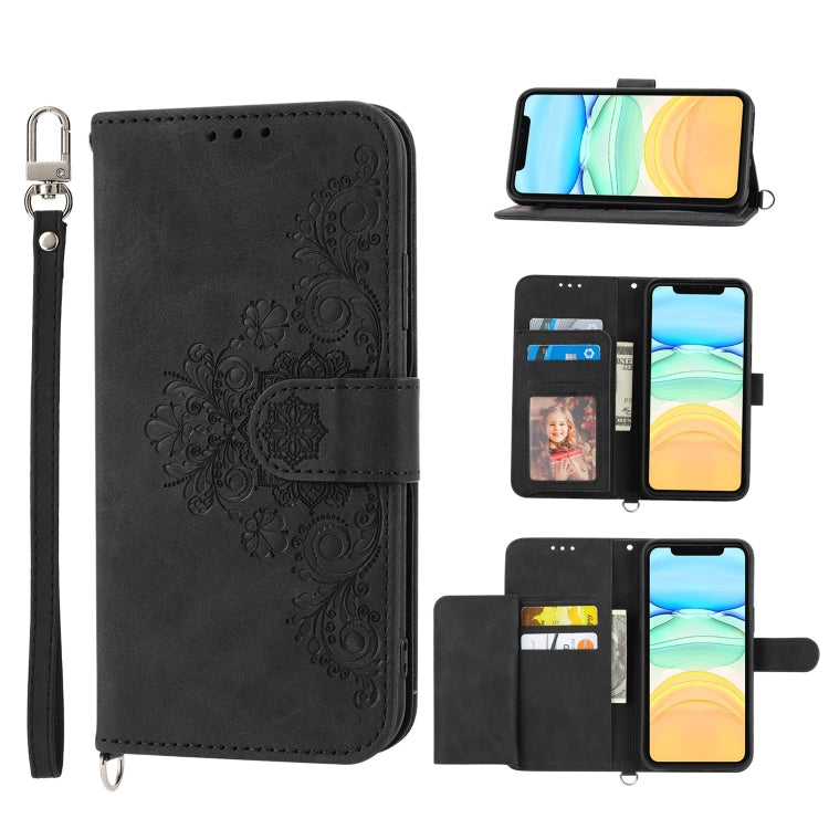 Skin-feel Flowers Embossed Wallet Leather Phone Case, For iPhone 12 Pro Max, For iPhone 12 / 12 Pro, For iPhone 12 mini, For iPhone 11 Pro Max