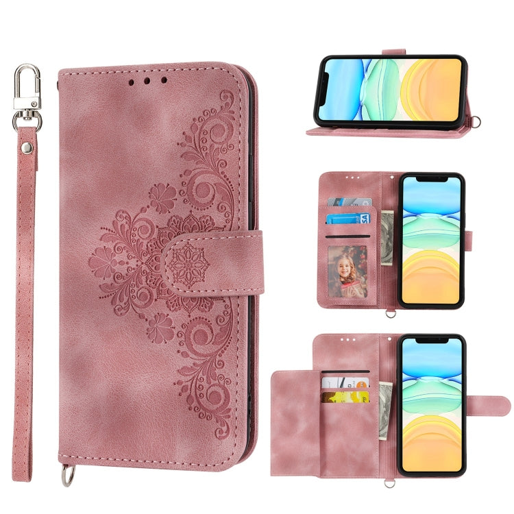 Skin-feel Flowers Embossed Wallet Leather Phone Case, For iPhone 12 Pro Max, For iPhone 12 / 12 Pro, For iPhone 12 mini, For iPhone 11 Pro Max