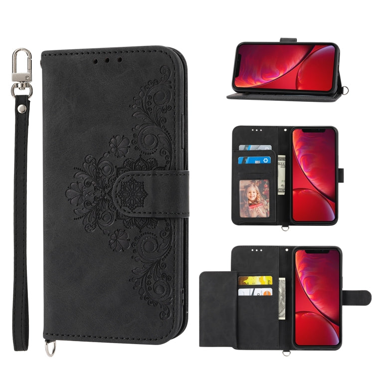 Skin-feel Flowers Embossed Wallet Leather Phone Case, For iPhone XR, For iPhone SE 2022 / SE 2020 / 8 / 7, For iPhone 8 Plus / 7 Plus
