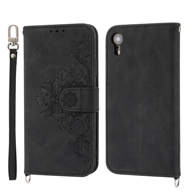 Skin-feel Flowers Embossed Wallet Leather Phone Case, For iPhone XR, For iPhone SE 2022 / SE 2020 / 8 / 7, For iPhone 8 Plus / 7 Plus