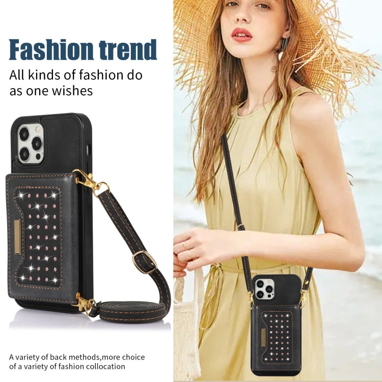 Three-fold RFID Leather Phone Case with Lanyard, For iPhone 12 Pro Max, For iPhone 13, For iPhone 13 Mini, For iPhone 13 Pro