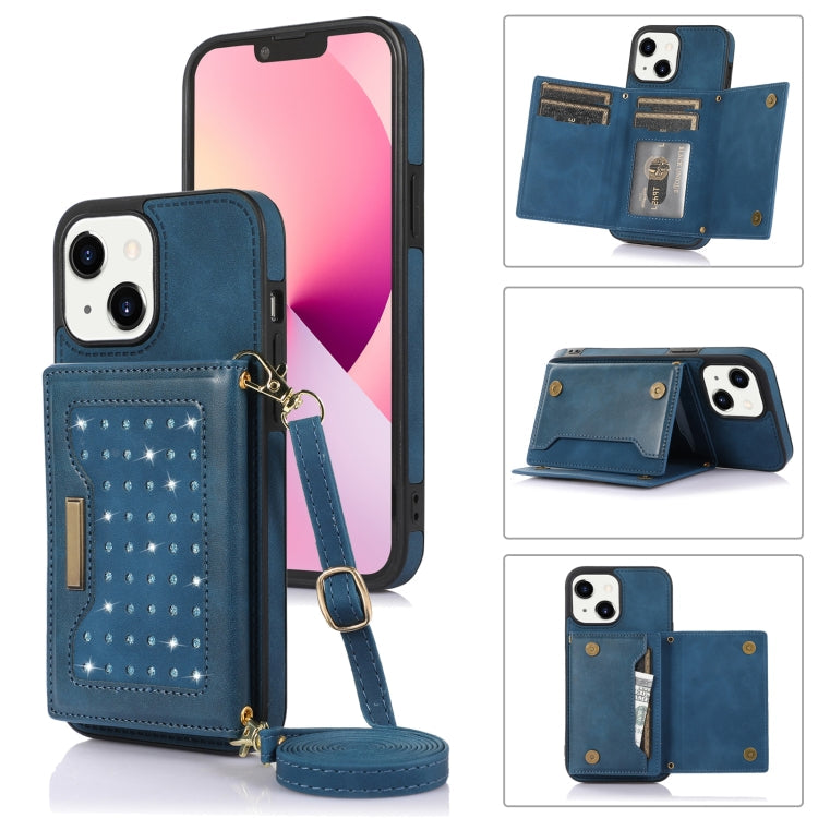 Three-fold RFID Leather Phone Case with Lanyard, For iPhone 12 Pro Max, For iPhone 13, For iPhone 13 Mini, For iPhone 13 Pro