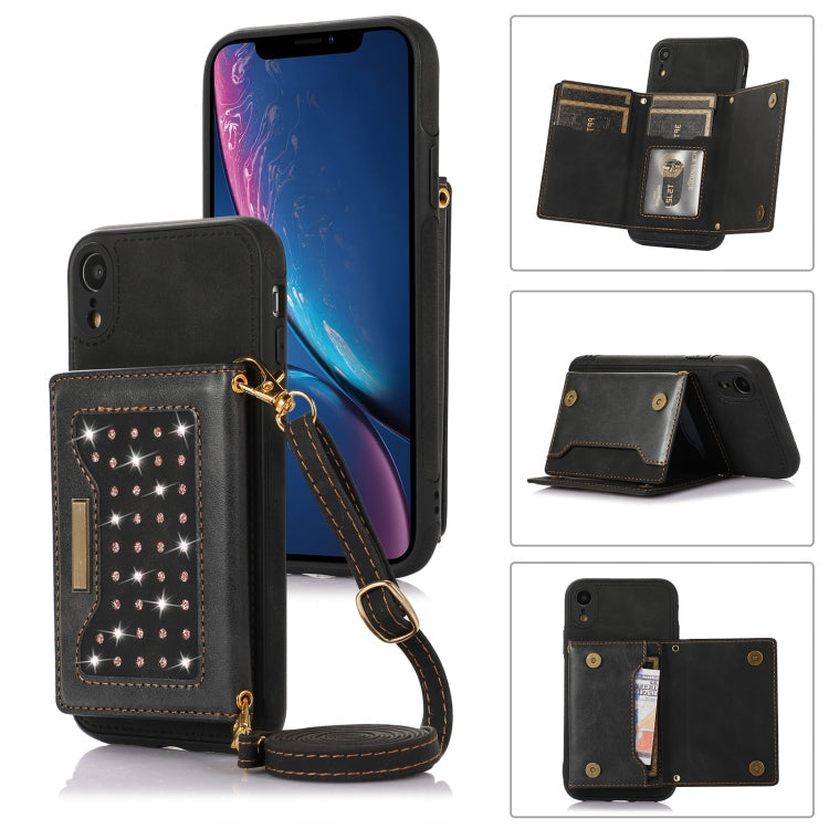 Three-fold RFID Leather Phone Case with Lanyard, For iPhone 14 Pro Max, For iPhone XR, For iPhone XS, For iPhone XS Max