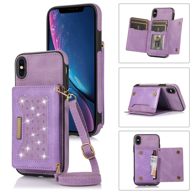 Three-fold RFID Leather Phone Case with Lanyard, For iPhone 14 Pro Max, For iPhone XR, For iPhone XS, For iPhone XS Max