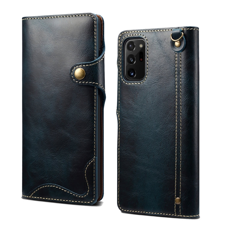 Denior Oil Wax Cowhide Magnetic Button Genuine Leather Case, For Samsung Galaxy S20+, For Samsung Galaxy S20 Ultra, For Samsung Galaxy Note20, For Samsung Galaxy Note20 Ultra, For Samsung Galaxy S21 5G, For Samsung Galaxy S21+ 5G