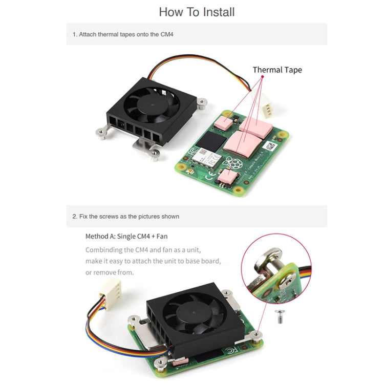 Waveshare Dedicated 3007 Cooling Fan for Raspberry Pi Compute Module 4 CM4, 5V, 12V