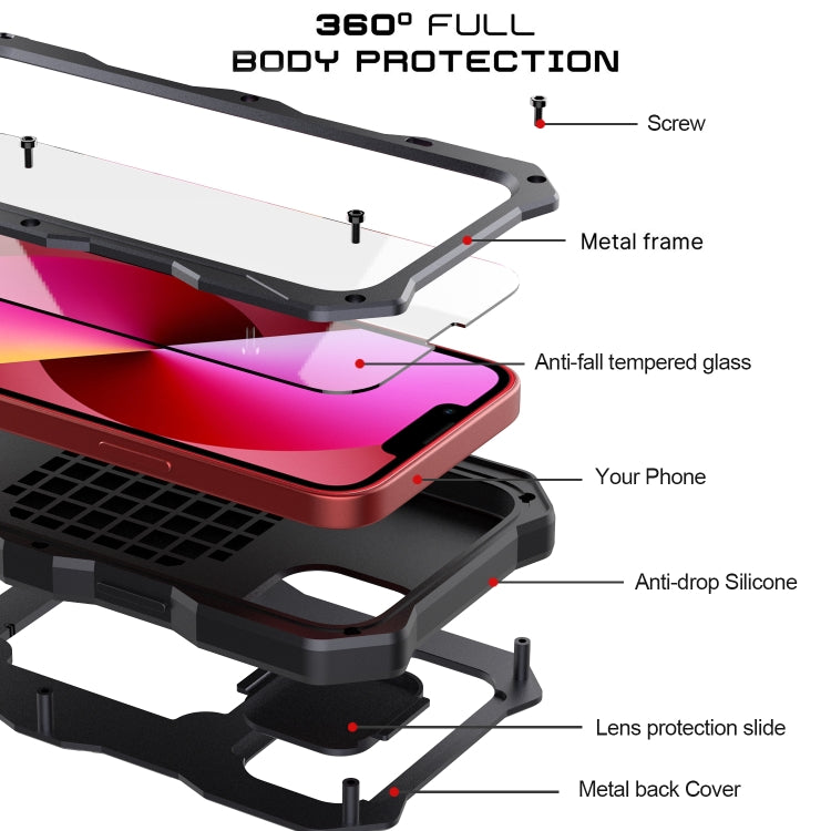 Camshield Tri-poof Metal Phone Case with Holder, For iPhone 14, For iPhone 14 Plus, For iPhone 14 Pro