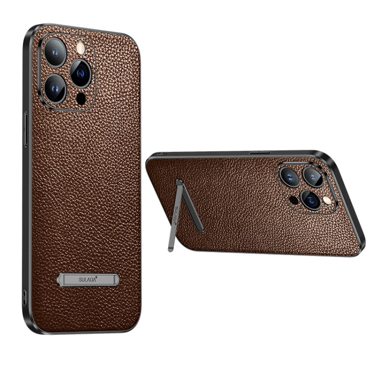 SULADA Invisible Bracket Leather Back Cover Phone Case, For iPhone 13, For iPhone 13 Pro, For iPhone 13 Pro Max