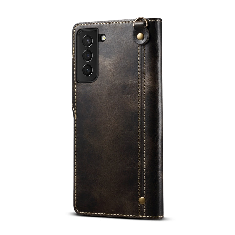Denior Oil Wax Cowhide Magnetic Button Leather Phone Case, For Samsung Galaxy S23 5G, For Samsung Galaxy S23+ 5G, For Samsung Galaxy S23 Ultra 5G