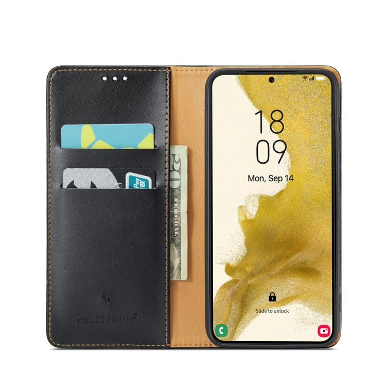 Fierre Shann PU Genuine Leather Texture Leather Phone Case, For Samsung Galaxy S23+ 5G, For Samsung Galaxy S23 Ultra 5G
