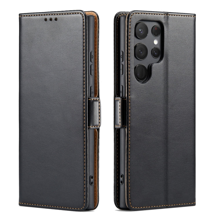 Fierre Shann PU Genuine Leather Texture Leather Phone Case, For Samsung Galaxy S23+ 5G, For Samsung Galaxy S23 Ultra 5G