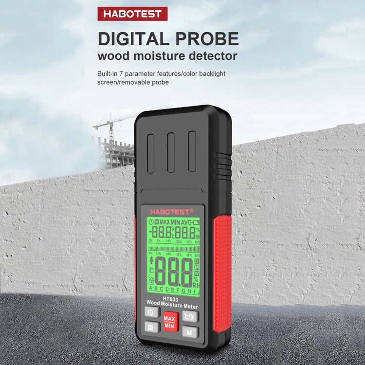 HABOTEST HT633 Portable Multifunctional Digital Display Wood Moisture Detector, HT633