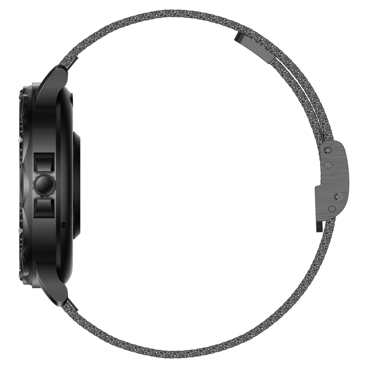 CF12 1.2 inch Waterproof Smart Steel Strap Wristband Support Heart Rate Monitoring / Blood Pressure Monitoring, CF12 Steel Strap (Black)