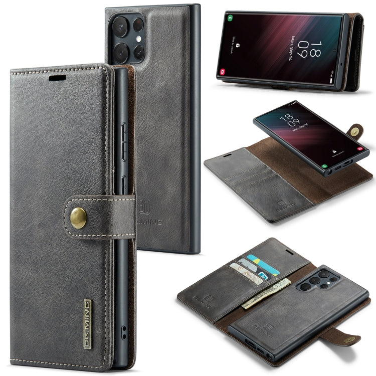 DG.MING Crazy Horse Texture Detachable Magnetic Leather Case, For Samsung Galaxy S23 Ultra 5G
