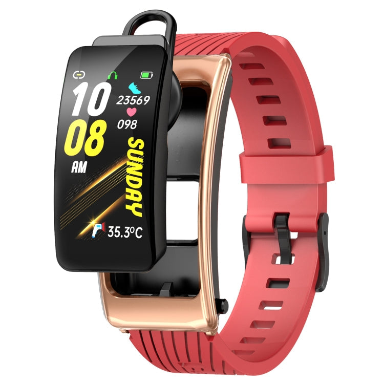 K20 1.14 inch Silicone Band Earphone Detachable Life Waterproof Smart Watch Support Bluetooth Call, Silicone Band (Black Rose Gold)
