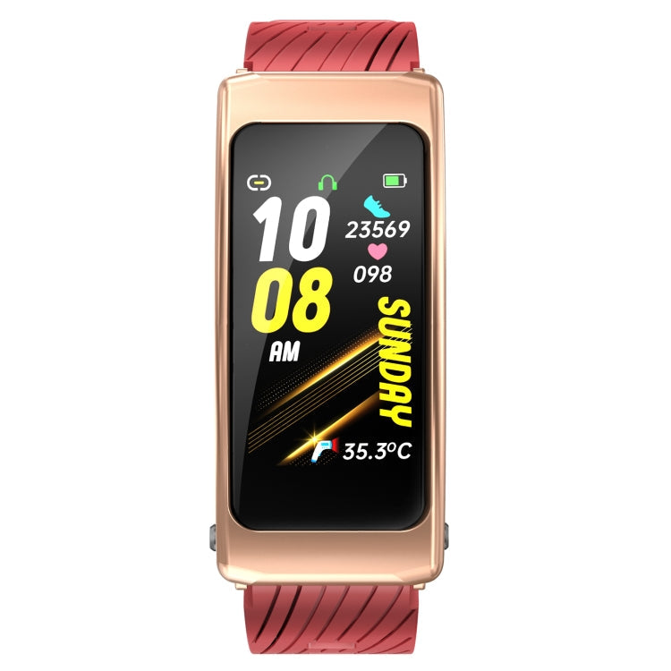 K20 1.14 inch Silicone Band Earphone Detachable Life Waterproof Smart Watch Support Bluetooth Call, Silicone Band (Black Rose Gold)