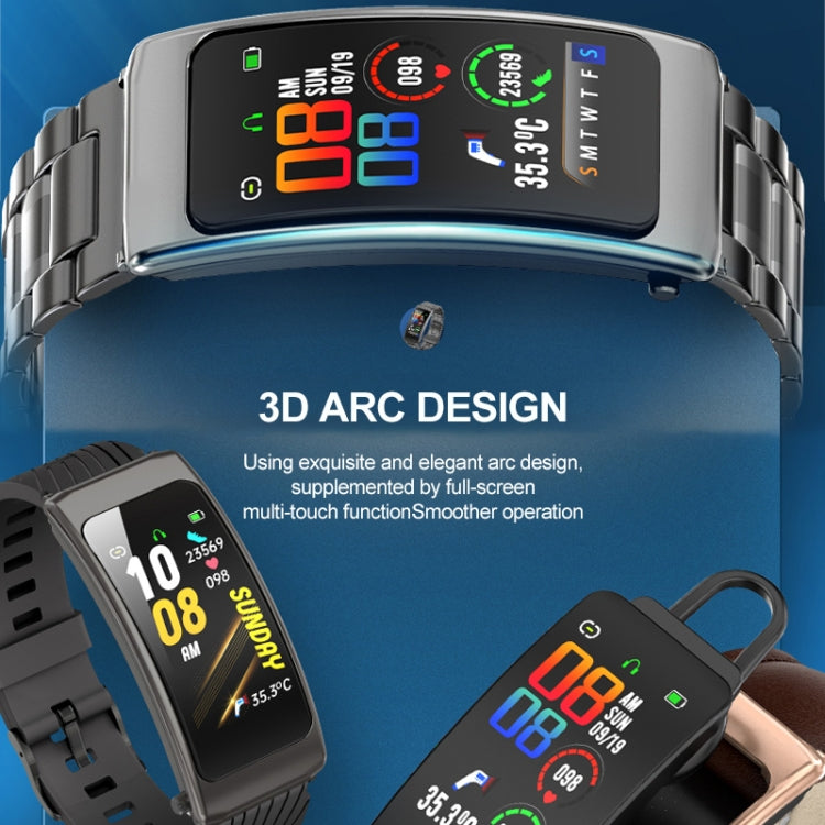 K20 1.14 inch Silicone Band Earphone Detachable Life Waterproof Smart Watch Support Bluetooth Call, Silicone Band (Black Rose Gold)