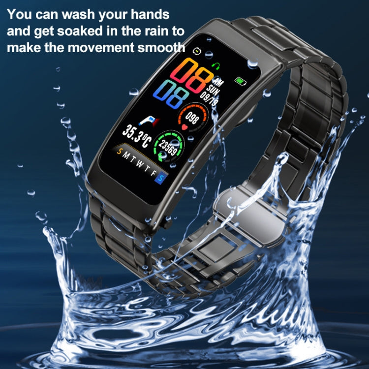K20 1.14 inch Silicone Band Earphone Detachable Life Waterproof Smart Watch Support Bluetooth Call, Silicone Band (Black Rose Gold)