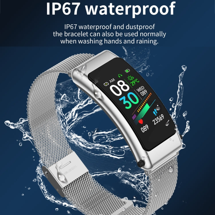 K50 1.08 inch Steel Band Earphone Detachable IP67 Waterproof Smart Watch Support Bluetooth Call, Steel Band (Black), Steel Band (Gold), Steel Band