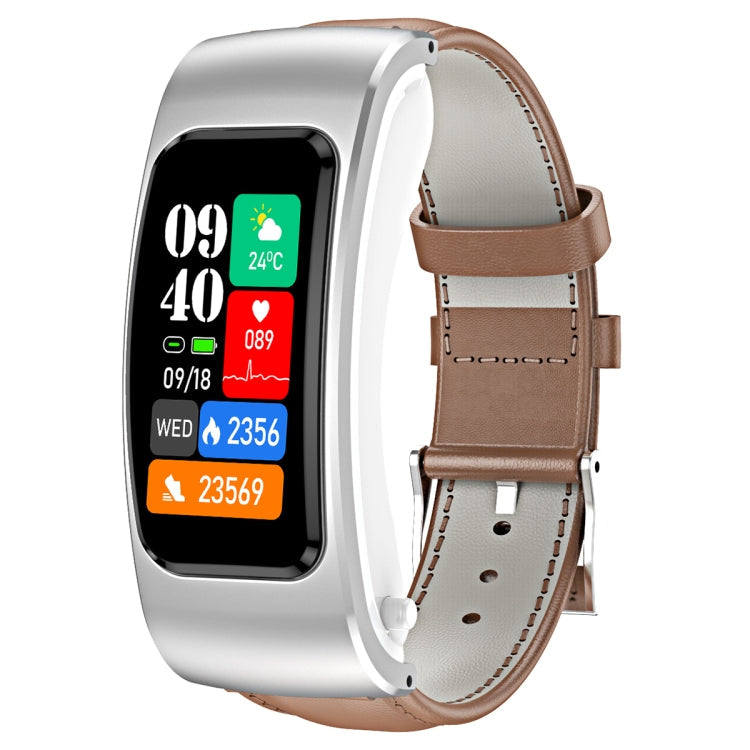 K60 1.08 inch Leather Band Earphone Detachable Life Waterproof Smart Watch Support Bluetooth Call, Leather Band (Black Silver), Leather Band (Black), Leather Band (Brown Silver)