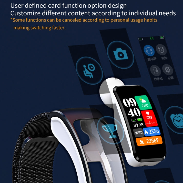 K60 1.08 inch Leather Band Earphone Detachable Life Waterproof Smart Watch Support Bluetooth Call, Leather Band (Black Silver), Leather Band (Black), Leather Band (Brown Silver)