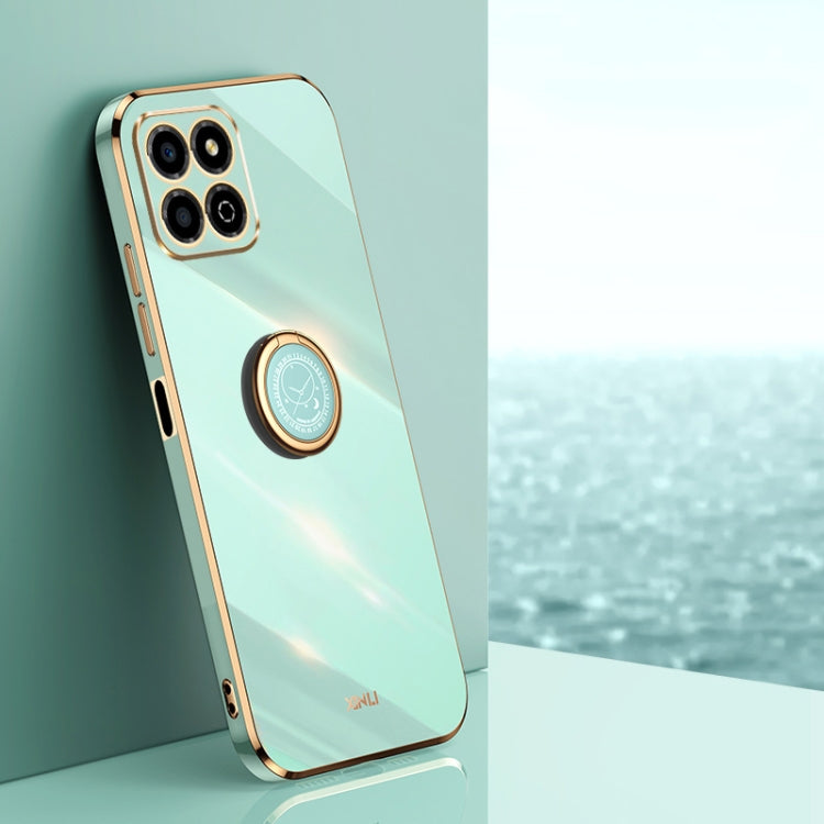 XINLI Straight Edge 6D Electroplate TPU Phone Case with Ring Holder, For Honor X8a 2023, For Honor X9a 5G, For Huawei nova Y61