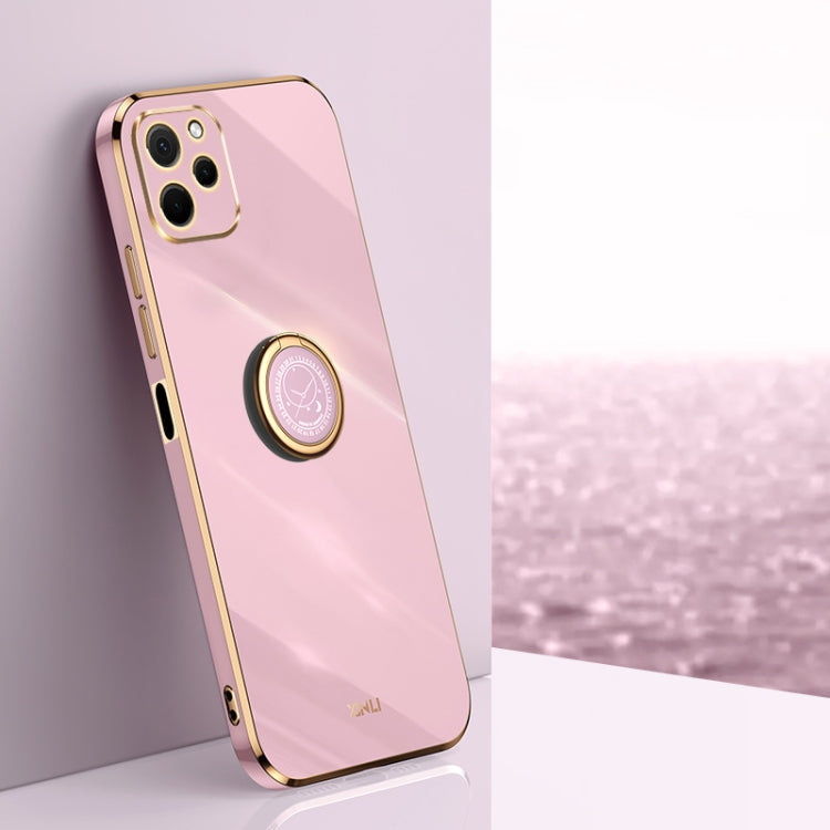 XINLI Straight Edge 6D Electroplate TPU Phone Case with Ring Holder, For Honor X8a 2023, For Honor X9a 5G, For Huawei nova Y61
