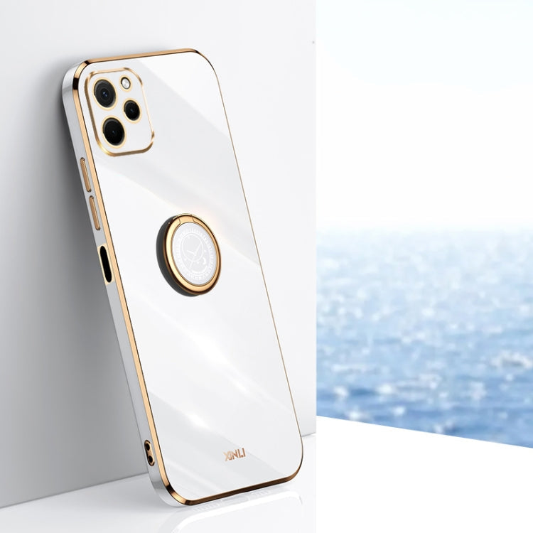 XINLI Straight Edge 6D Electroplate TPU Phone Case with Ring Holder, For Honor X8a 2023, For Honor X9a 5G, For Huawei nova Y61