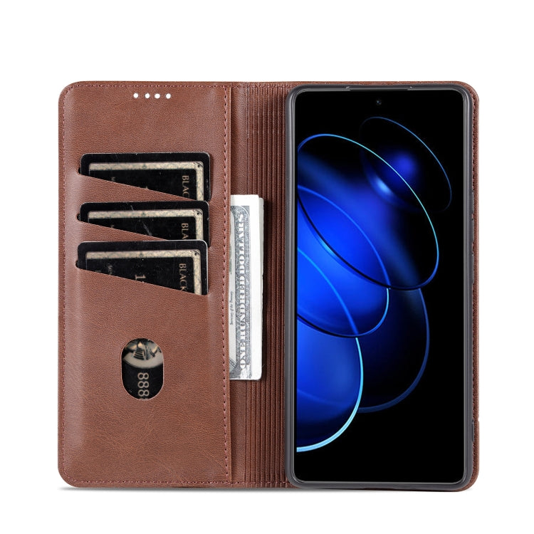 AZNS Magnetic Calf Texture Flip Leather Phone Case, For Honor 80 GT