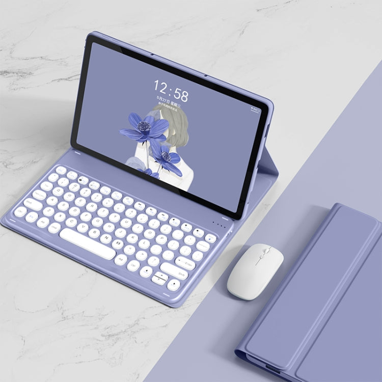 YM-LX106 Round Key Detachable Bluetooth Tablet Keyboard Leather Case with Mouse, YM-LX106 with Mouse