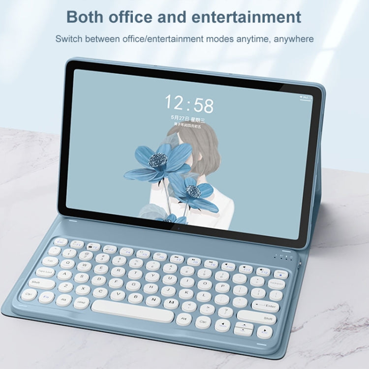 YM-LX106 Round Key Detachable Bluetooth Tablet Keyboard Leather Case with Mouse, YM-LX106 with Mouse
