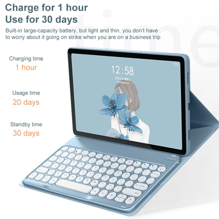 YM-LX106 Round Key Detachable Bluetooth Tablet Keyboard Leather Case with Mouse, YM-LX106 with Mouse