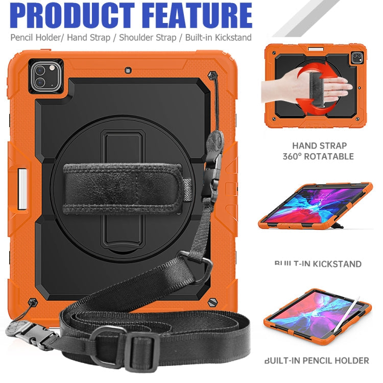Shockproof Colorful Silicone + PC Protective Case with Holder & Shoulder Strap & Hand Strap & Pen Slot, For iPad Pro 12.9 (2020)