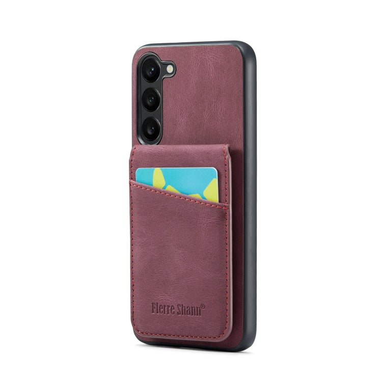 Fierre Shann Crazy Horse Card Holder Back Cover PU Phone Case, For Samsung Galaxy S22 Ultra 5G, For Samsung Galaxy S23+ 5G, For Samsung Galaxy S23 Ultra 5G