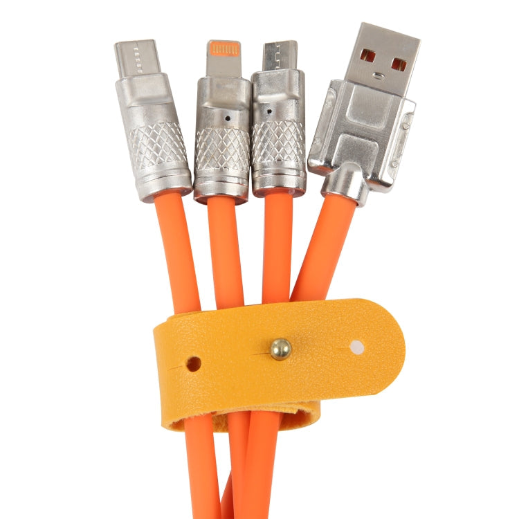 Mech Series 6A 120W 3 in 1 Metal Plug Silicone Fast Charging Data Cable, Length: 1.2m, 1.2m 3 in 1
