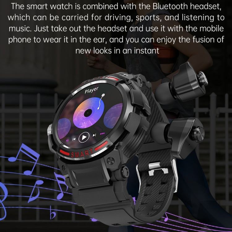 OVISEN T100 1.39 inch TFT Screen 2 in 1 Bluetooth Headset Smart Watch, Support Blood Oxygen Monitoring/Bluetooth Music