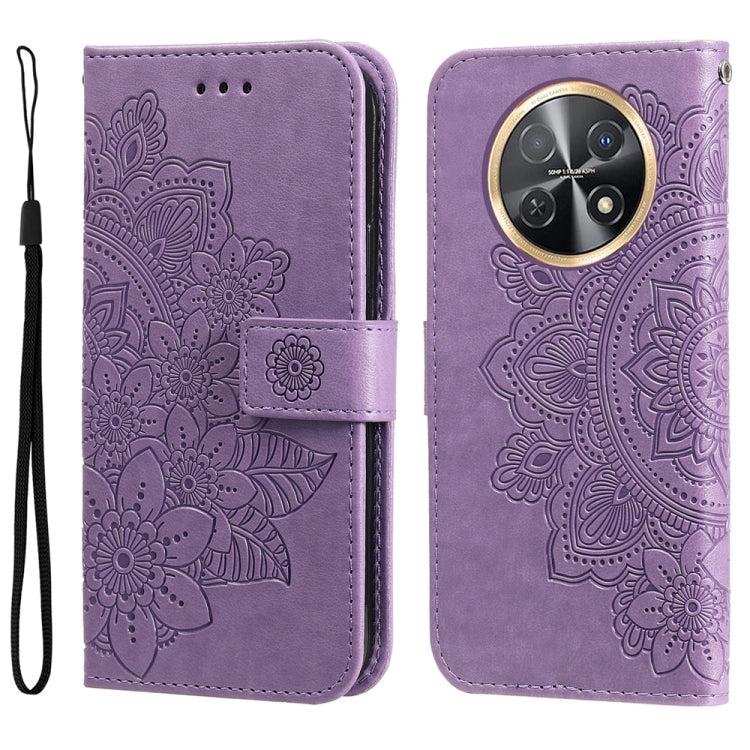 Seven-petal Flowers Embossing Leather Phone Case, For Huawei Mate 60 Pro, For Huawei Enjoy 60X, For Huawei nova 11 Pro, For Huawei nova 11